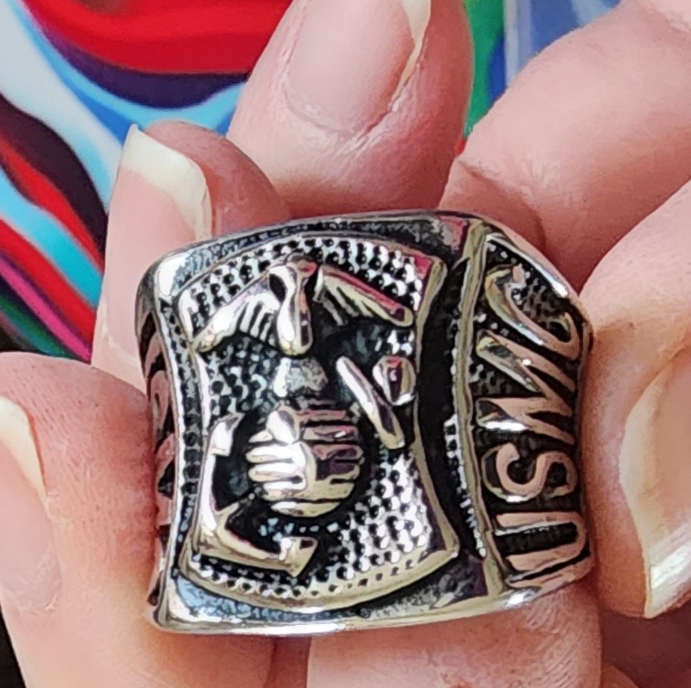 Stainless steel USMC Marine corps ring size 7 to 15 available Gold Available